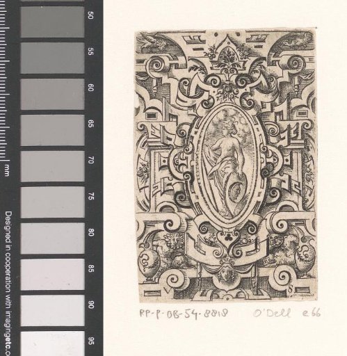 Luna in a scrollwork frame