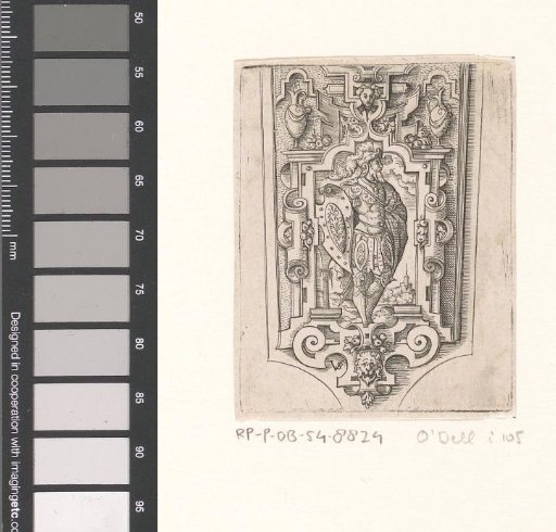 Part of a scabbard with a bearded soldier