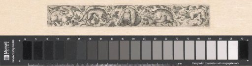 Frieze with foliage and five animals