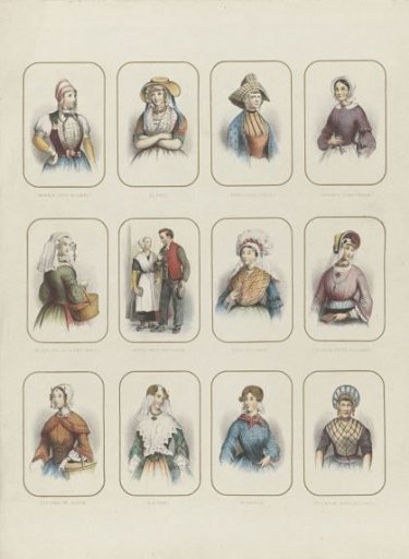 Twelve Dutch National Costumes, ca. 1850