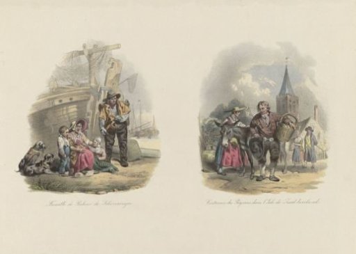 National Costumes of Scheveningen and Zuid-Beveland, ca. 1850