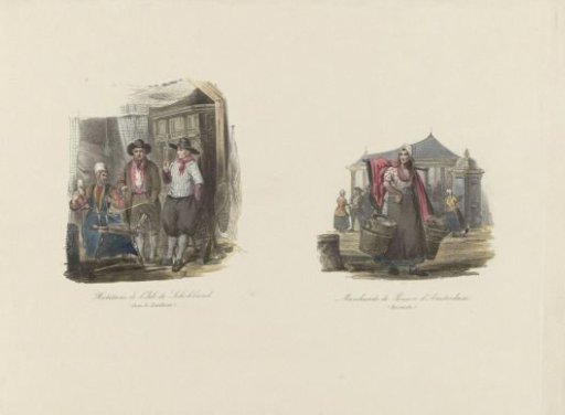 National Costumes of Schokland and Amsterdam, ca. 1850