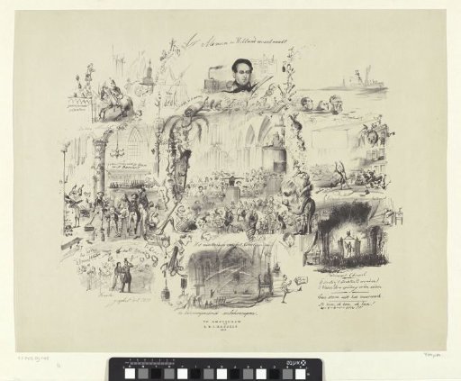 Satirical print on the General Music Festival in Haarlem, 1850
