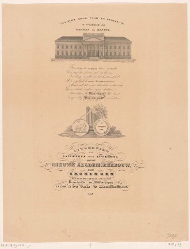 Souvenir of the inauguration of the new academy building of the University of Groningen, 1850
