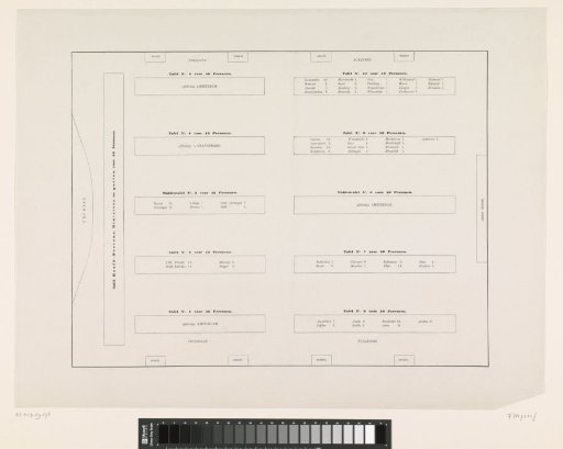 Floor plan for the dinner at the unveiling of the Monument to the Spirit of the People of 1830 and 1831, 27 August 1856