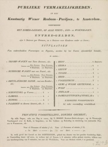 Programme of activities in the Weener Racecourse Pavilion, ca. 1860