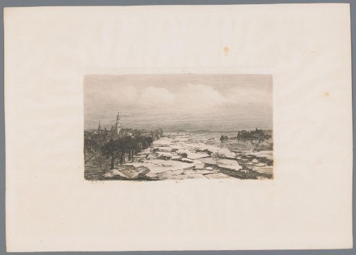 Drifting ice on the Rhine near Arnhem, 1855