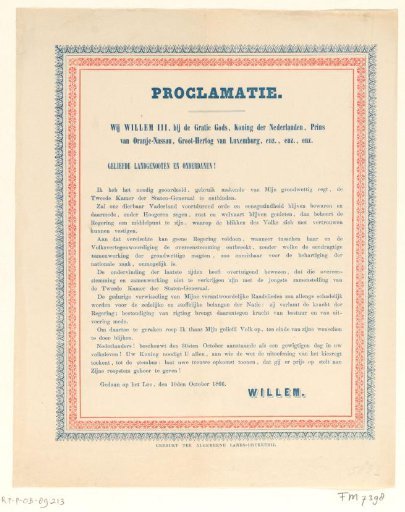 Proclamation of King William III, 1866