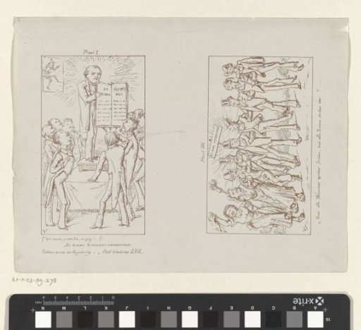 Two plates from 'The New School Law and the Report of the Commission / Illustrated by Veridicus', 1879