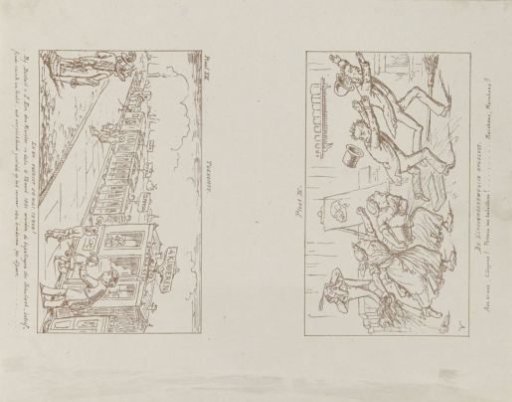 Two plates from 'The New School Law and the Report of the Commission / Illustrated by Veridicus', 1879