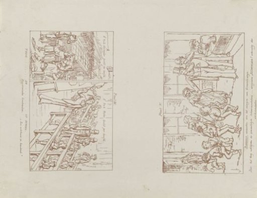 Two plates from 'The New School Law and the Report of the Commission / Illustrated by Veridicus', 1879