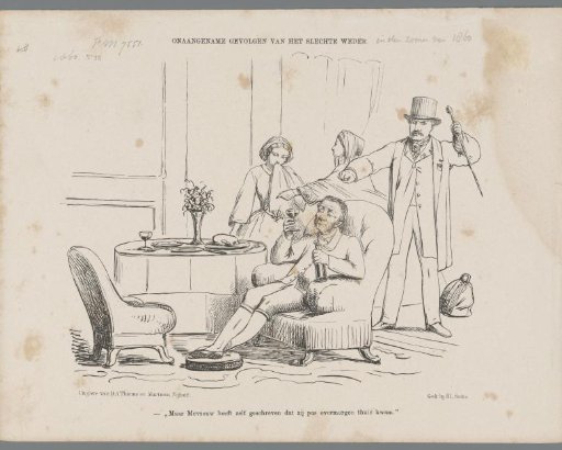 Cartoon on the bad weather in the summer of 1860