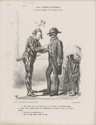 Caricature of ministers F.A. van Hall and L.N. van der Goes van Dirxland, 1861