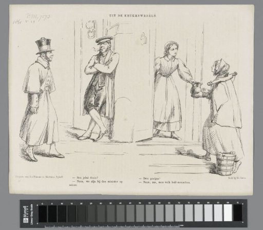 Caricature with funny remarks by The Hague maids, 1861