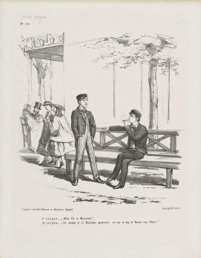 Satirical print on the large number of former ministers, 1861