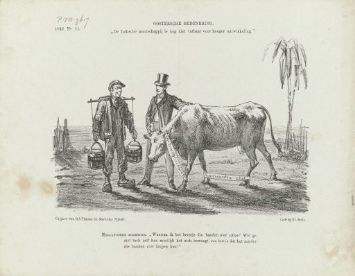 Caricature on the conservative government system in Java, 1862