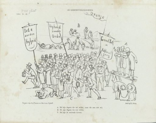 Satirical print on voters and candidates, 1862