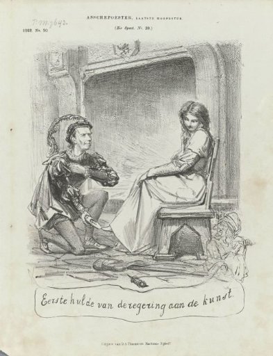 Caricature with Thorbecke as the prince in Cinderella, 1862