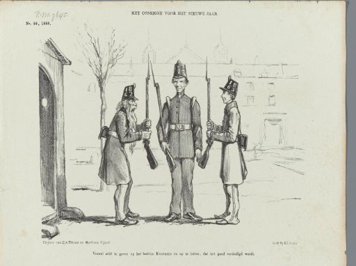 Cartoon on the relief of the guard of 1862 in 1863, 1862