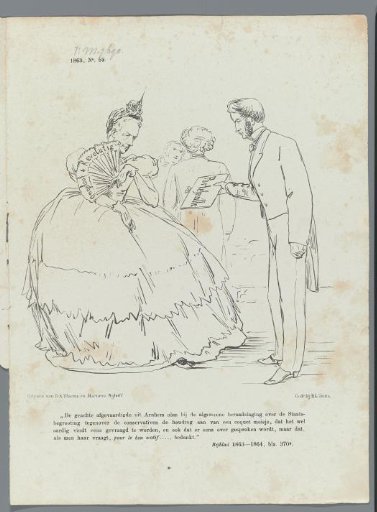 Satirical print on Groen van Prinsterer at a ball, 1863