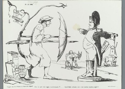 Cartoon on the articles by Prof. Vreede against Prince Napoleon, 1864