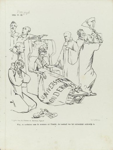 Spotprent op de toestand aan de universiteiten, 1865