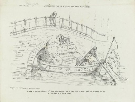 Satirical print on the rejection of the stamp duty law, 1865