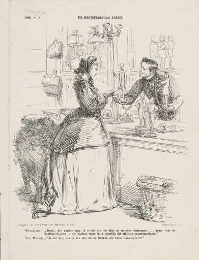 Satirical print on the disagreement between Thorbecke and Fransen van de Putte, 1866