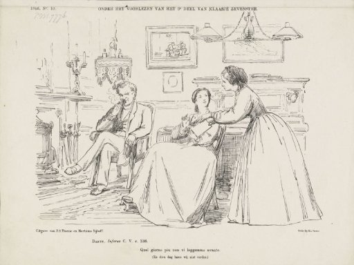 Satirical print on an offensive passage in the book Klaasje Zevenster, 1866