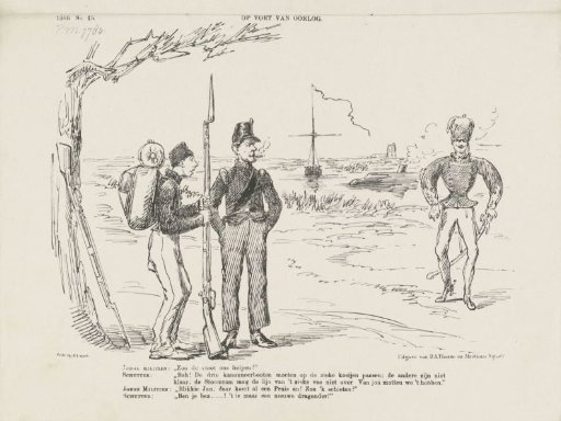 Satirical print on the poor state of national defense, 1866