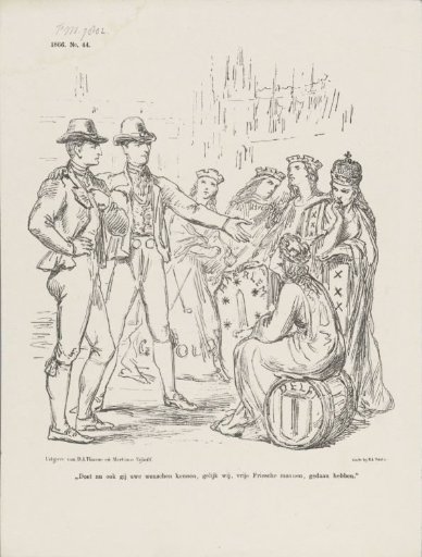 Cartoon on the call for re-election of the liberal representatives, 1866