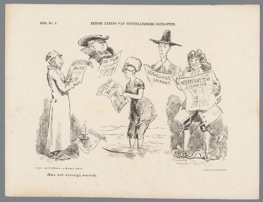 Cartoon on the Different Types of Newspaper Readers, 1870