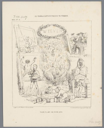 Caricature about the world exhibition in Vienna, 1873