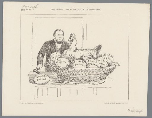 Satirical print on the handling of draft laws in the Second Chamber, 1873
