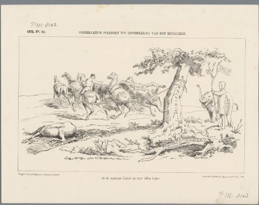 Satirical print on the attempts by the conservatives to overthrow the ministry, 1873