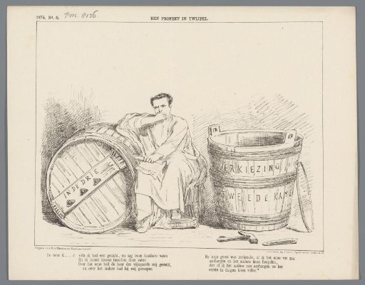 Satirical print on the election of Abraham Kuyper in Gouda, 1874
