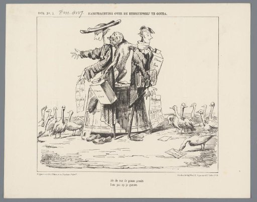 Satirical print on the election of Abraham Kuyper in Gouda, 1874
