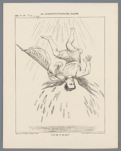Satirical print on the scant support for Abraham Kuyper's amendment, 1874