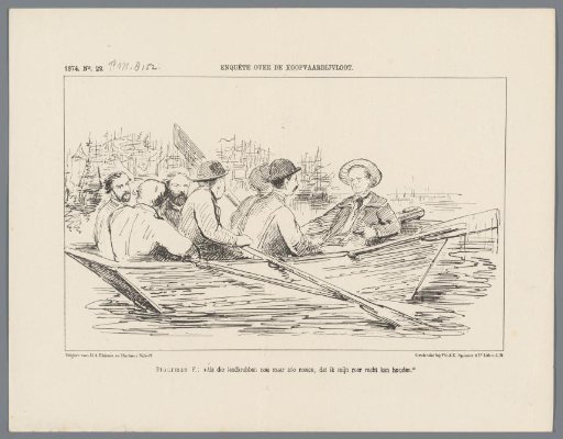 Satirical print on the composition of the inquiry commission regarding the merchant fleet, 1874