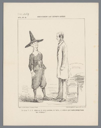 Satirical print on the commemoration of the Relief of Leiden, 1874