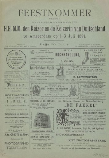 Programma van het bezoek van de keizer Wilhelm II van Duitsland en keizerin aan Amsterdam van 1-3 juli 1891