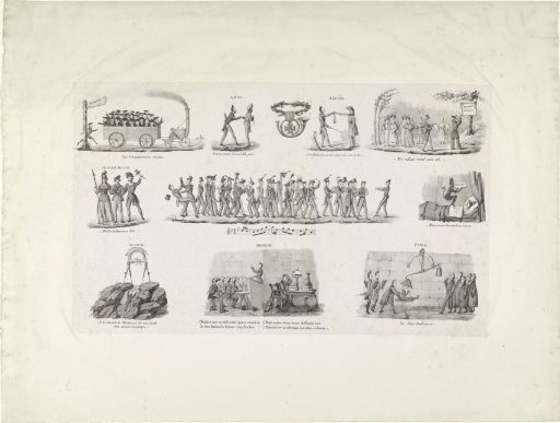 Spotprent uit Utrechtse studentenalmanak, 1833