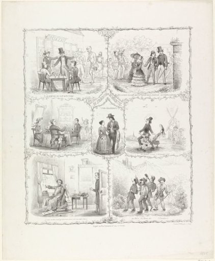 Spotprent uit Utrechtse studentenalmanak, 1855