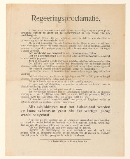 Proclamation at the Demobilization in 1918
