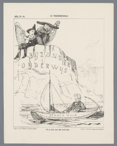 Satirical print on the seduction tactics of the confessional parties, 1875