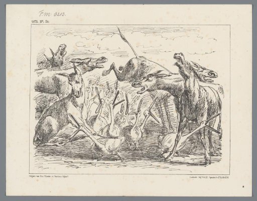 Satirical print following the indignant reactions to the satirical print on the 200th anniversary of the Portuguese Synagogue, 1875