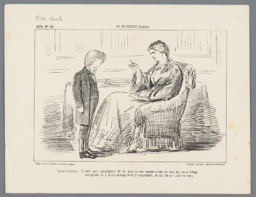 Satirical print on the debates in the Senate regarding the Rhine Railway Company, 1875