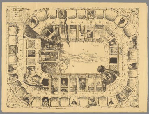 Satirical print in the form of a board game, 1867