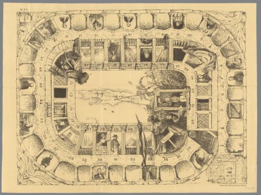 Satirical print in the form of a board game, 1867