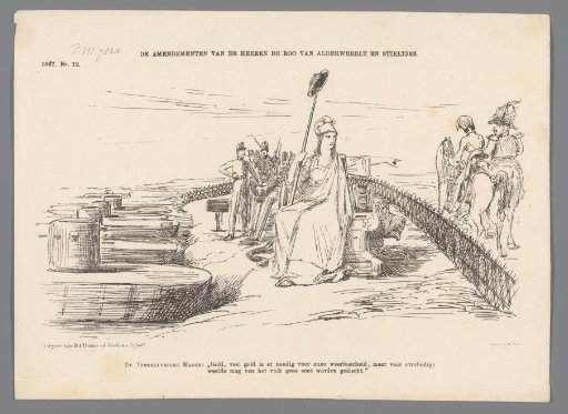 Satirical print on amendments to reduce the war budget, 1867